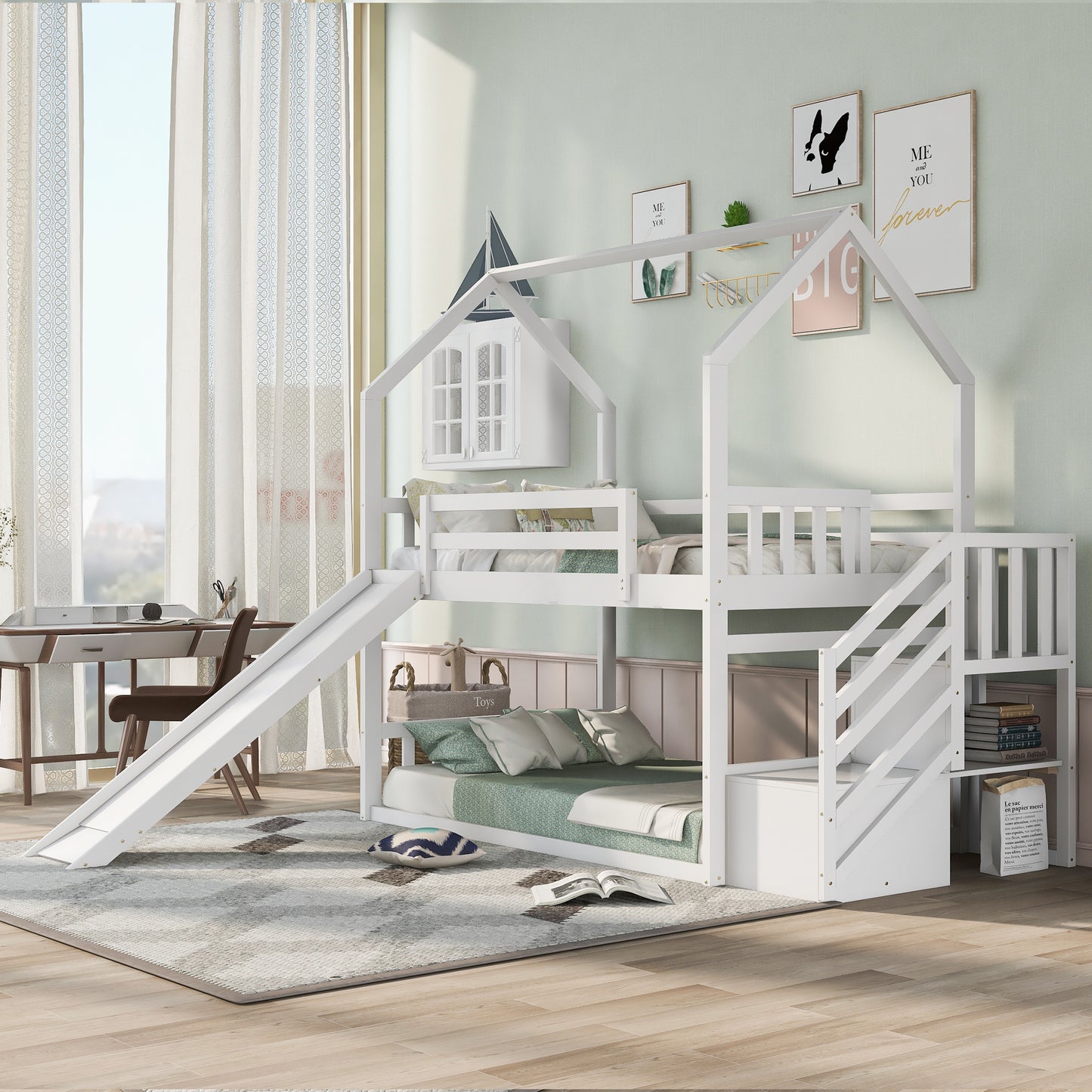 Twin over Twin House Bunk Bed Design