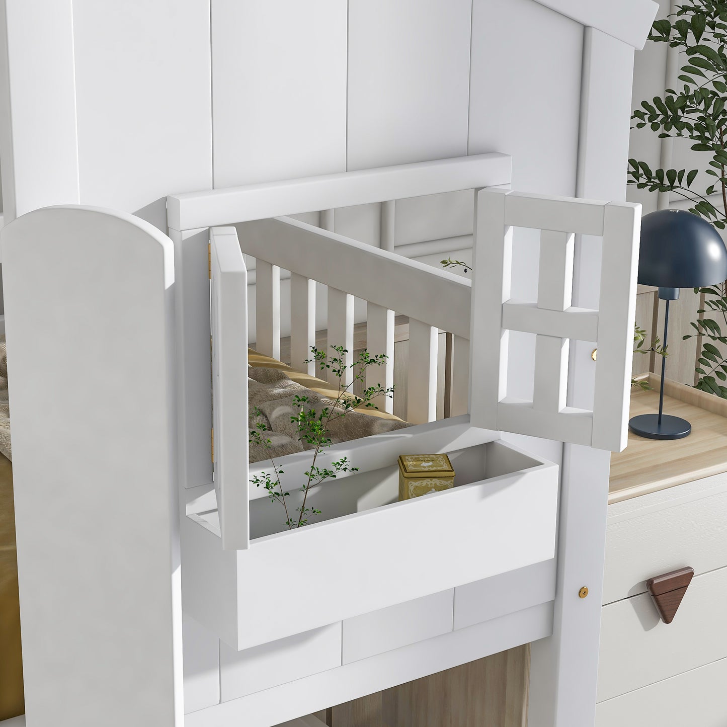 Twin over Twin House Bunk Bed Design