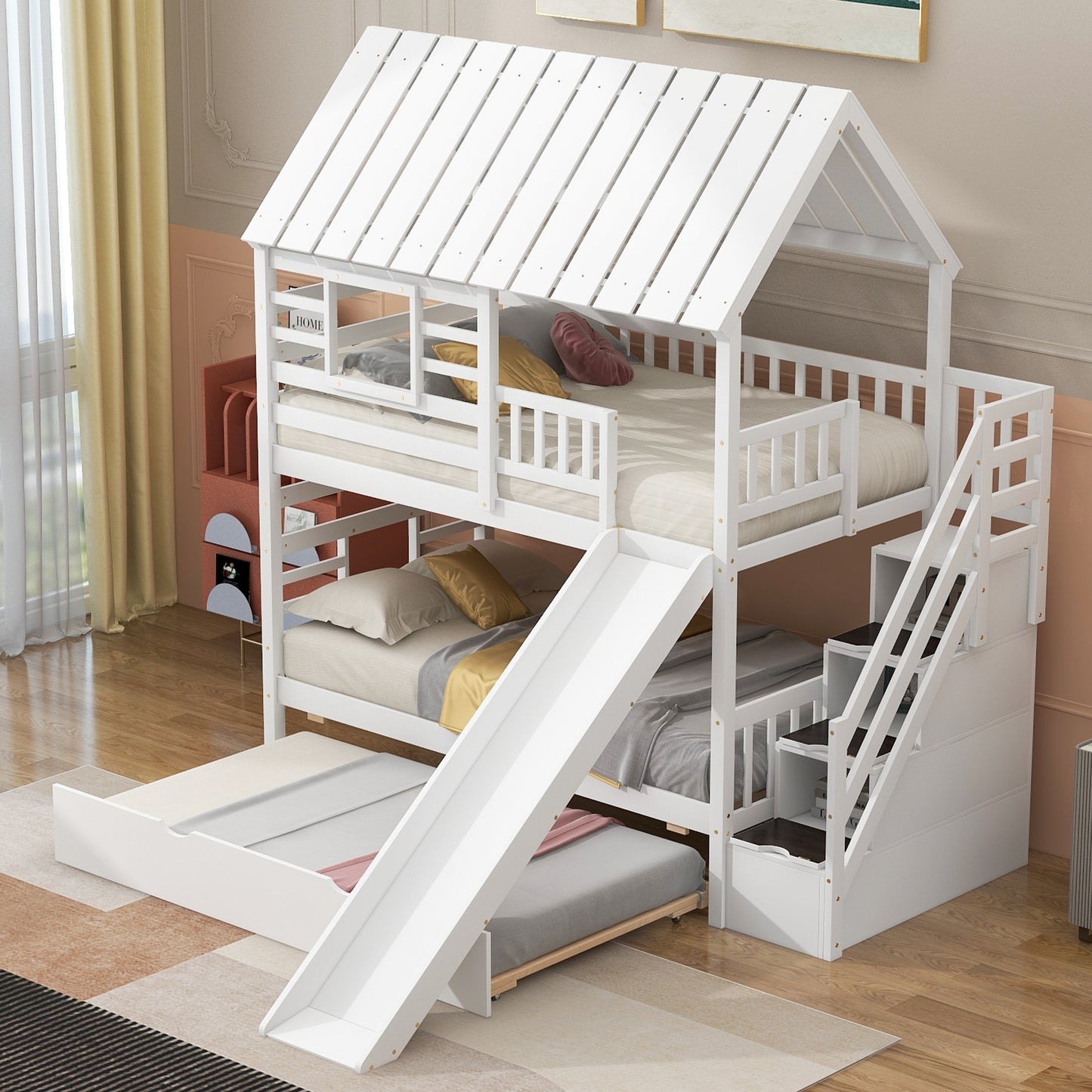 Twin over Twin House Bunk Bed Design