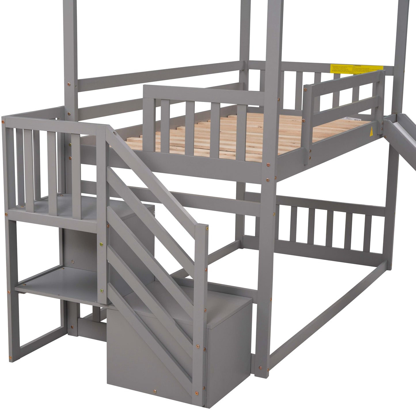 Twin House Bunk Bed with Convertible Slide Design