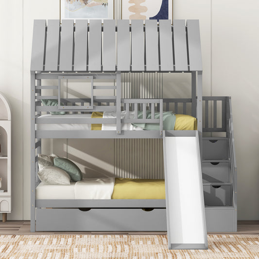 Twin over Twin House Bunk Bed Design