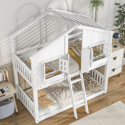 Twin over Twin House Bunk Bed Design