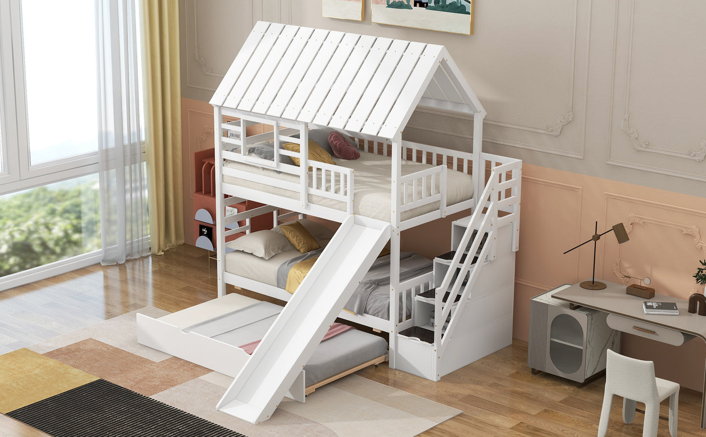 Twin over Twin House Bunk Bed Design