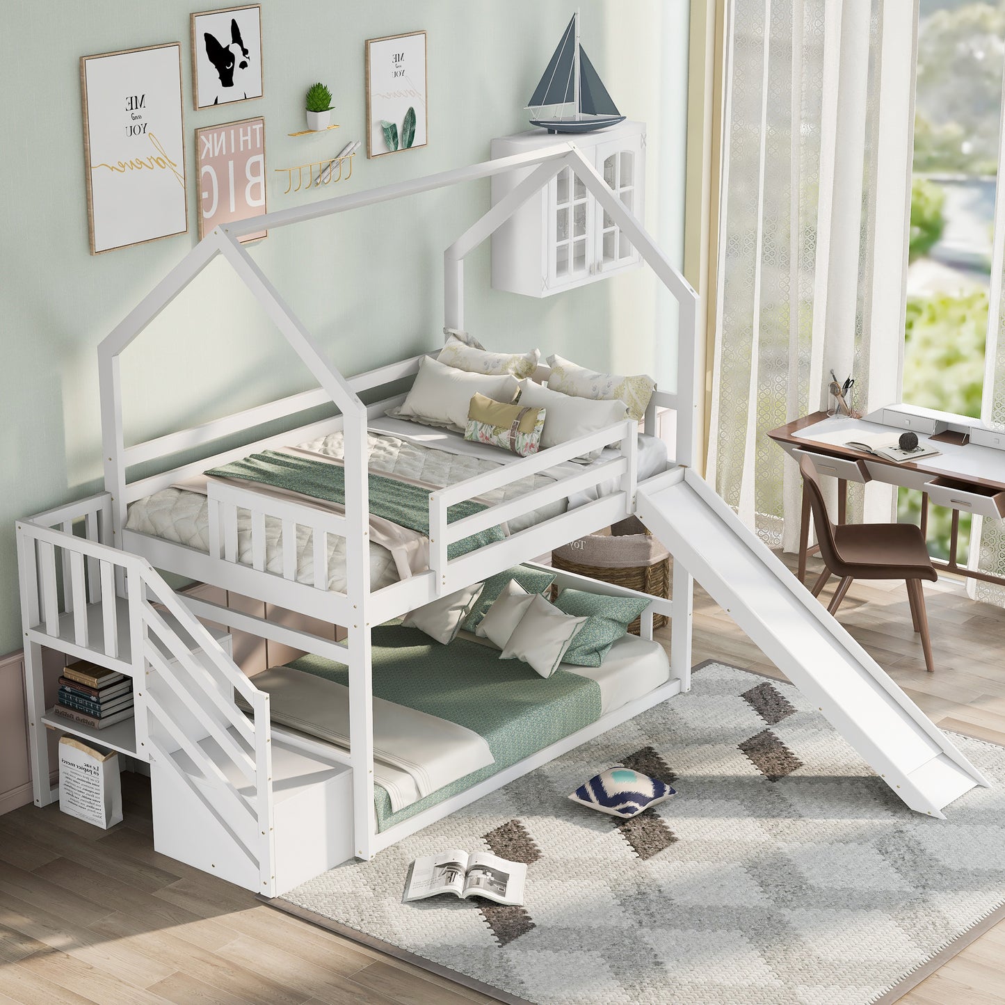 Twin over Twin House Bunk Bed Design