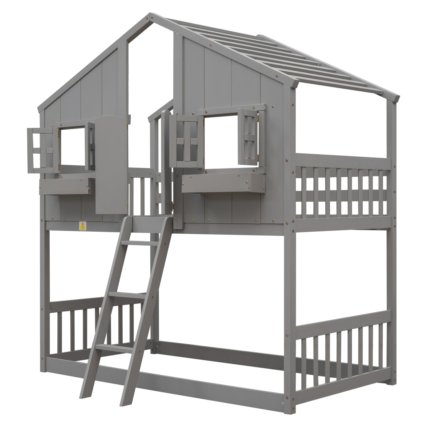 Twin over Twin House Bunk Bed with Roof Design