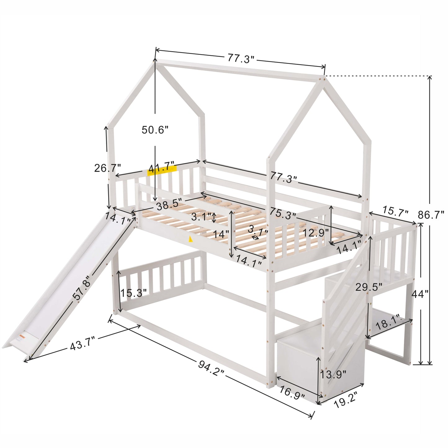 Twin over Twin House Bunk Bed Design