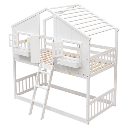 Twin over Twin House Bunk Bed Design