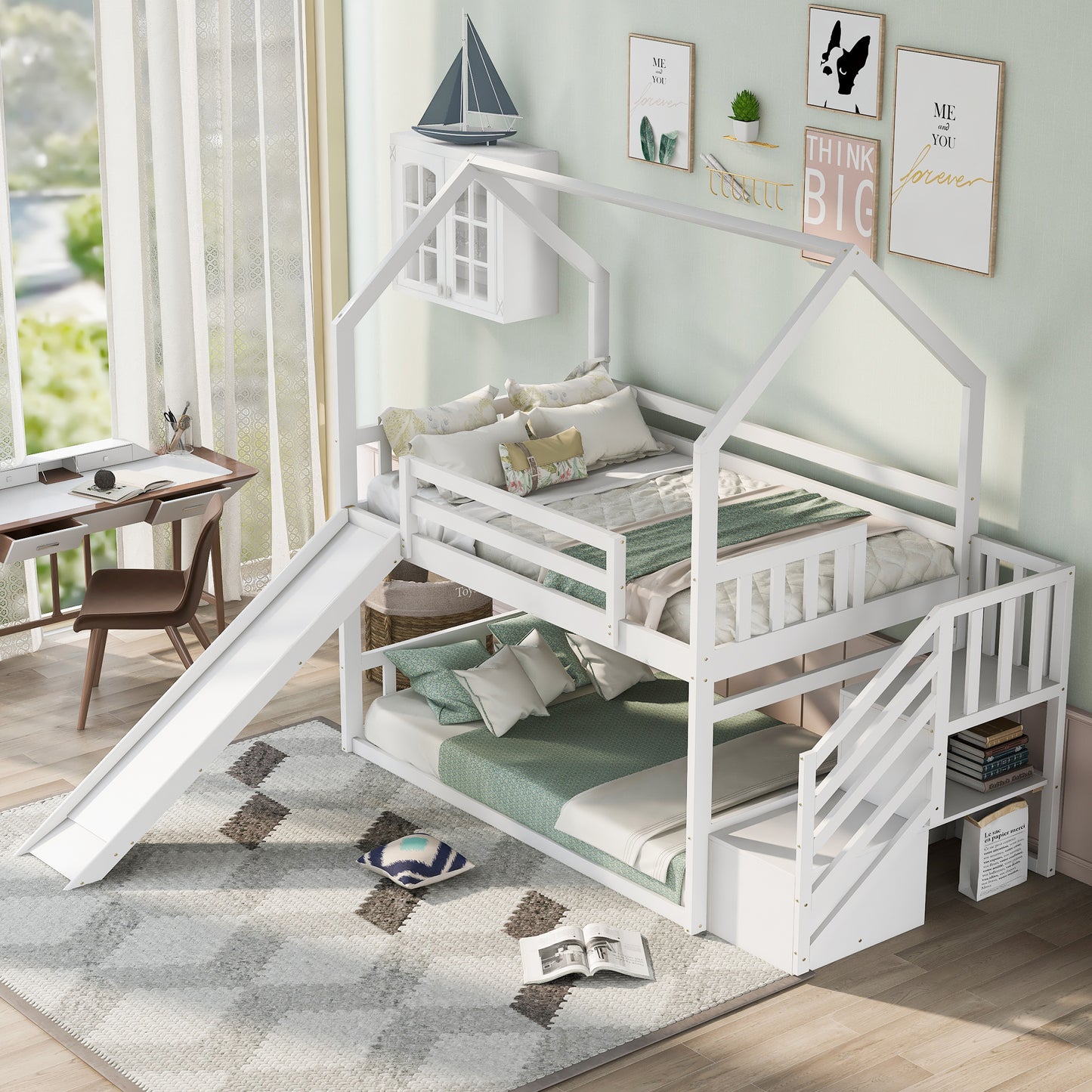 Twin over Twin House Bunk Bed Design