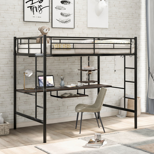 Loft Bed with Desk and Shelf Design