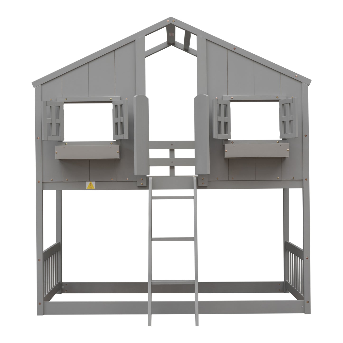 Twin over Twin House Bunk Bed with Roof Design