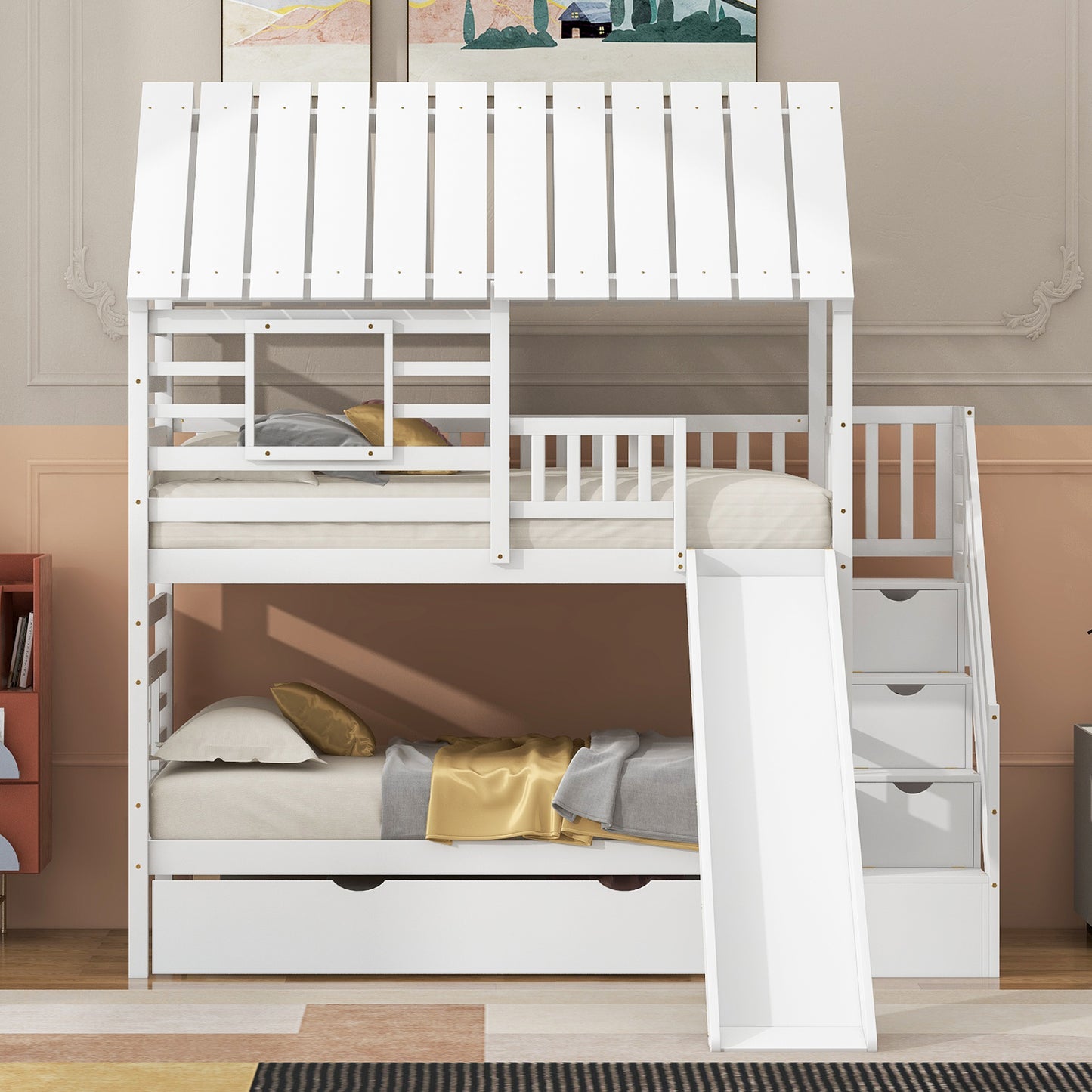 Twin over Twin House Bunk Bed Design